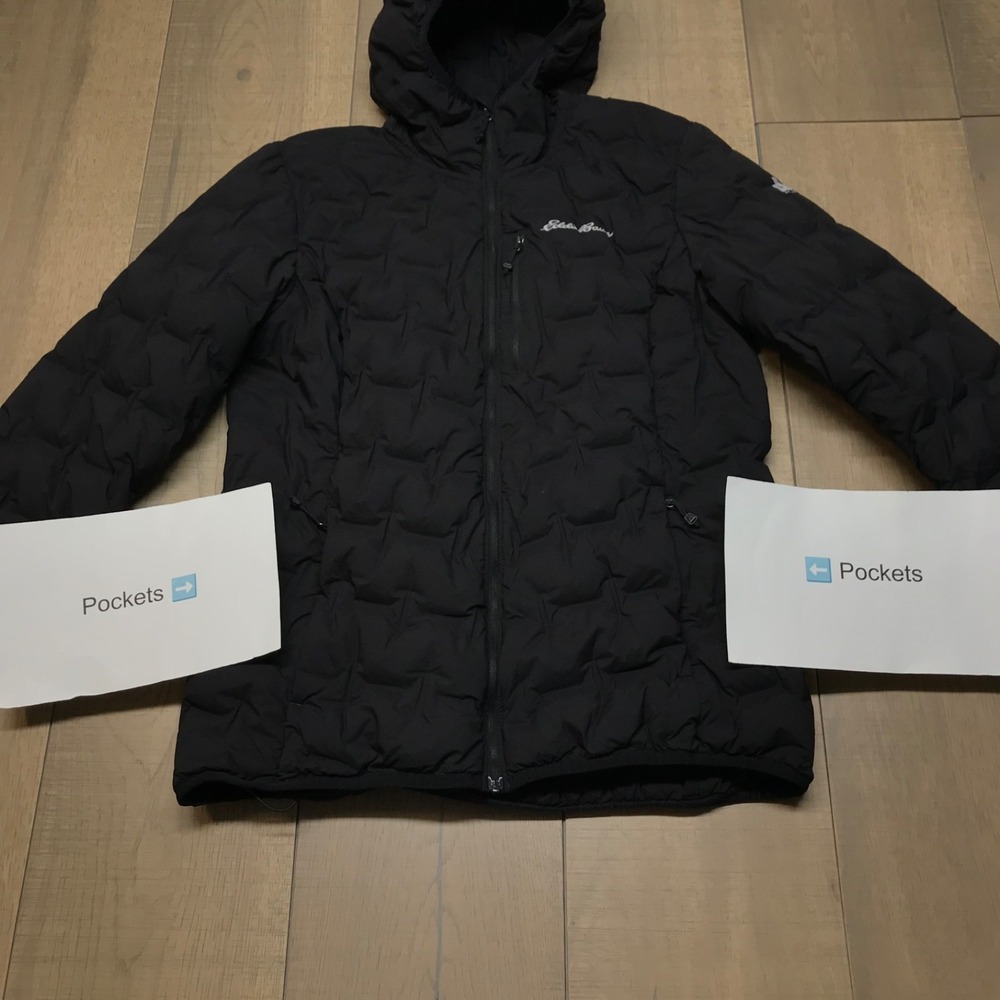 Eddie Bauer Jacket Womens Size M Black EB 800 Goose Down Fill First Ascent Hood - Picture 7 of 12